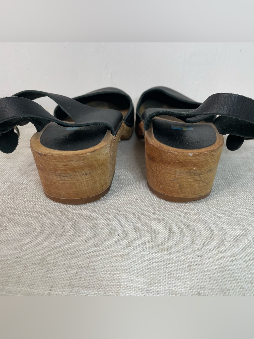 MIA - Sophia Black Leather Wooden Clogs - Picture 4 of 12